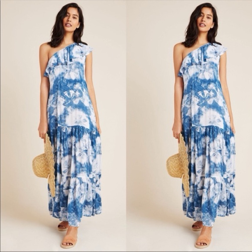 Anthropologie Red Carter Priscilla Tie-Dye Cover-Up Maxi Dress Size Medium